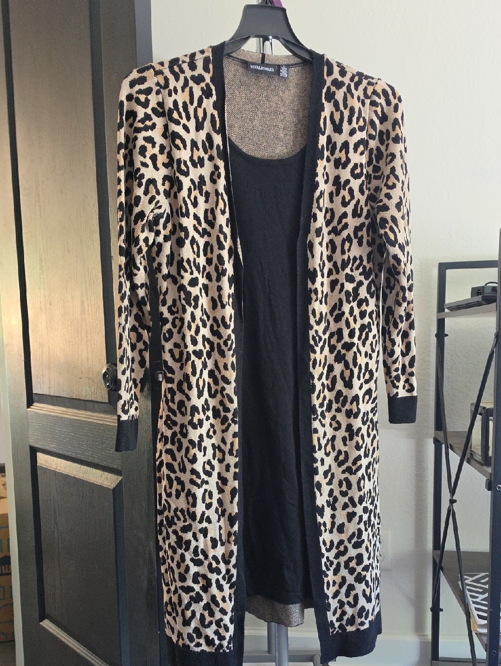 Nina Leonard Brown and Black Knit Cardigan